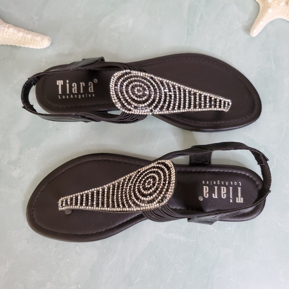 NEW! Black Tiara Sparkle Thong Sandals - Picture 3 of 5